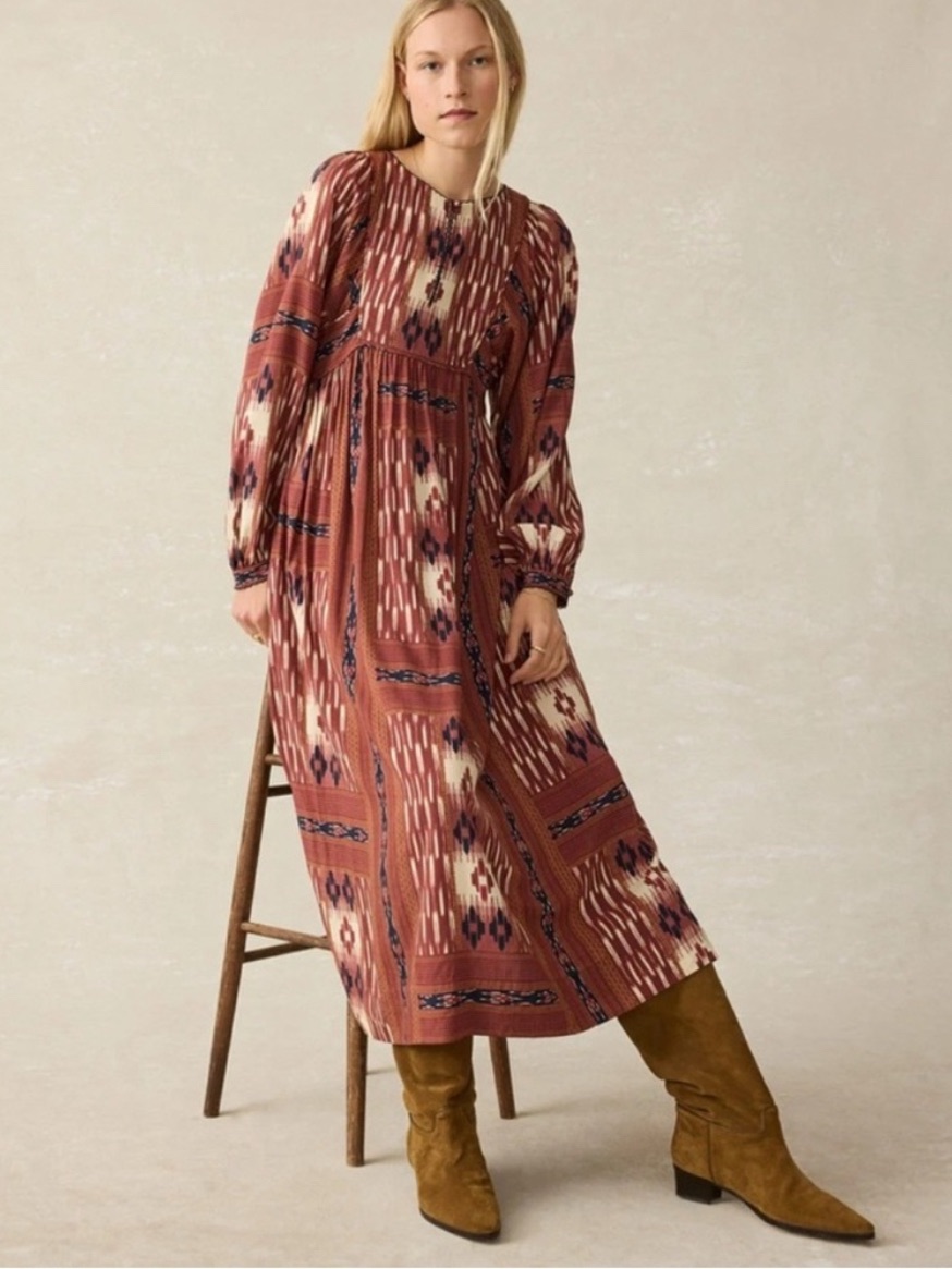 Faherty Stevie Dress - Issa Patchwork Ikat Xs